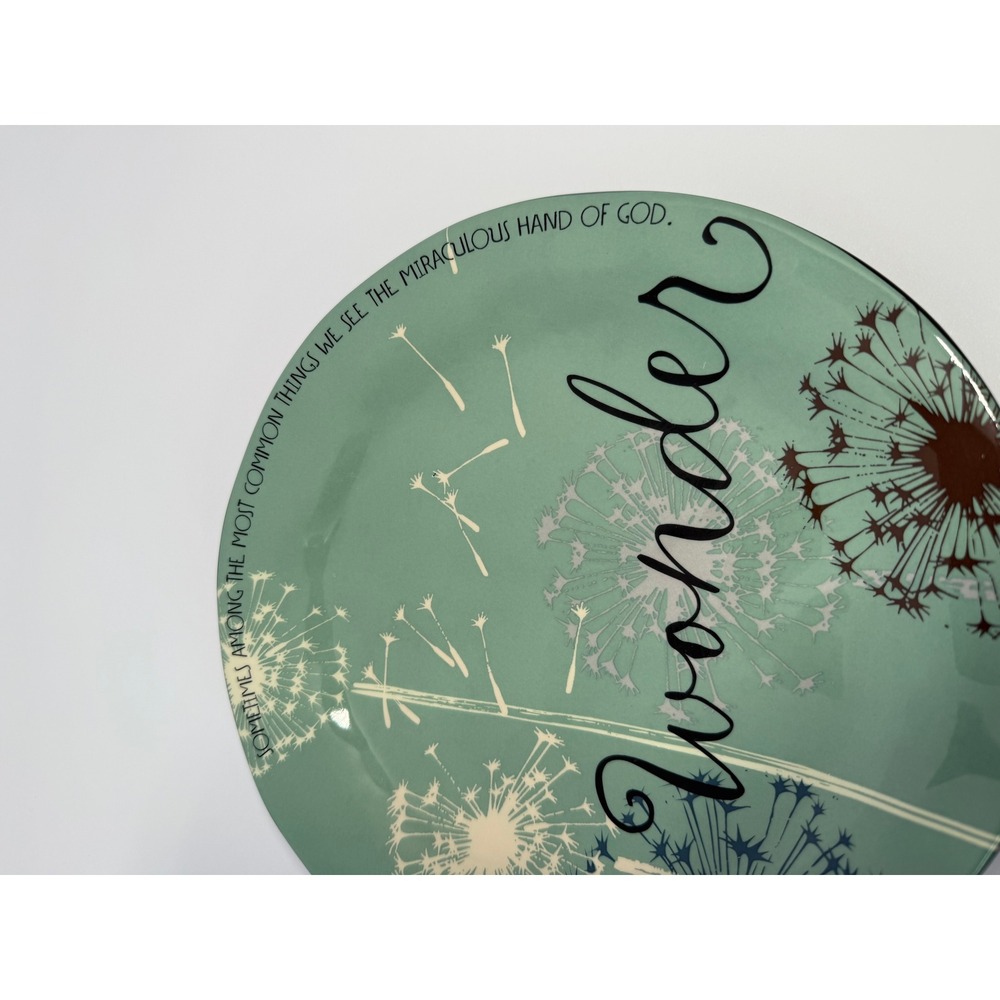 Blessings Unlimited Beauty Wonder Scripture Ceramic Plates Set of 2 Teal Orange - Picture 8 of 8